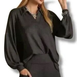 CAbi Elegant Tee Top In Charcoal Style Number 4258 XL